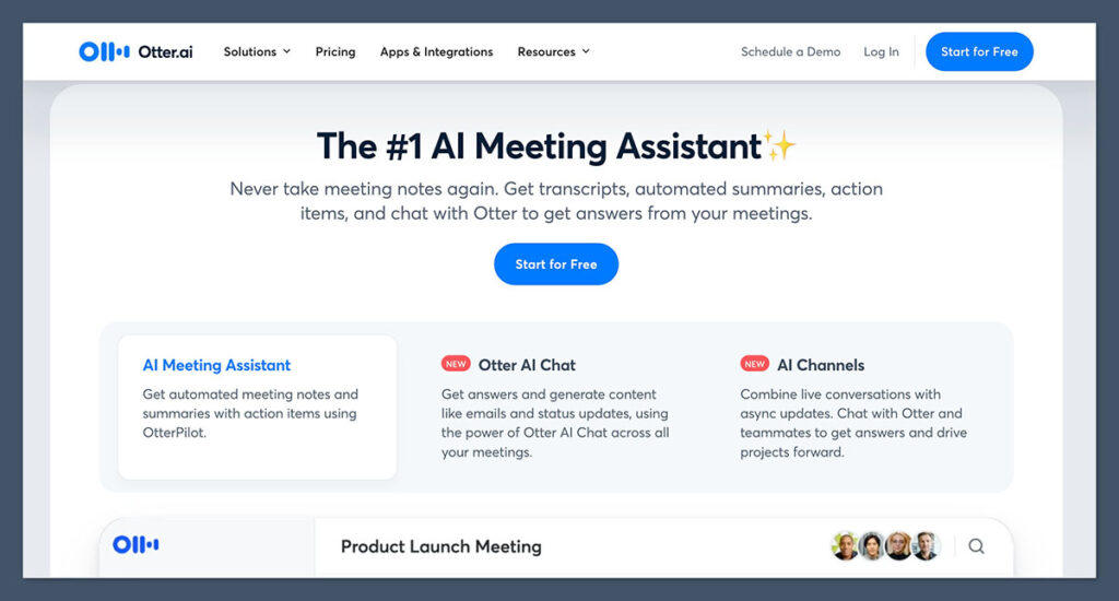 Otter AI Homepage