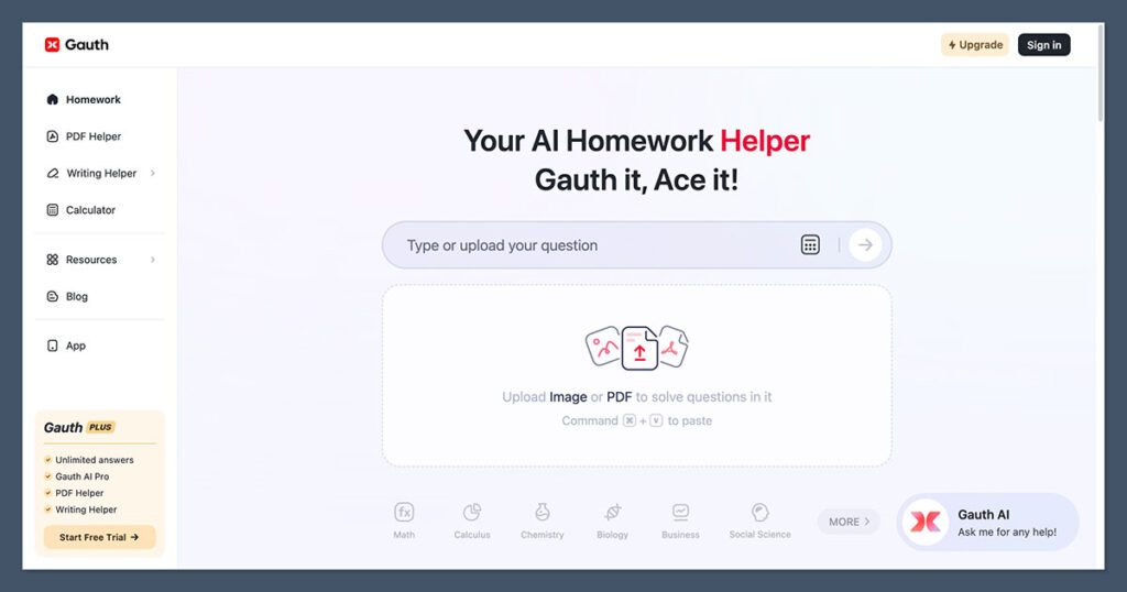 Gauthmath Homepage