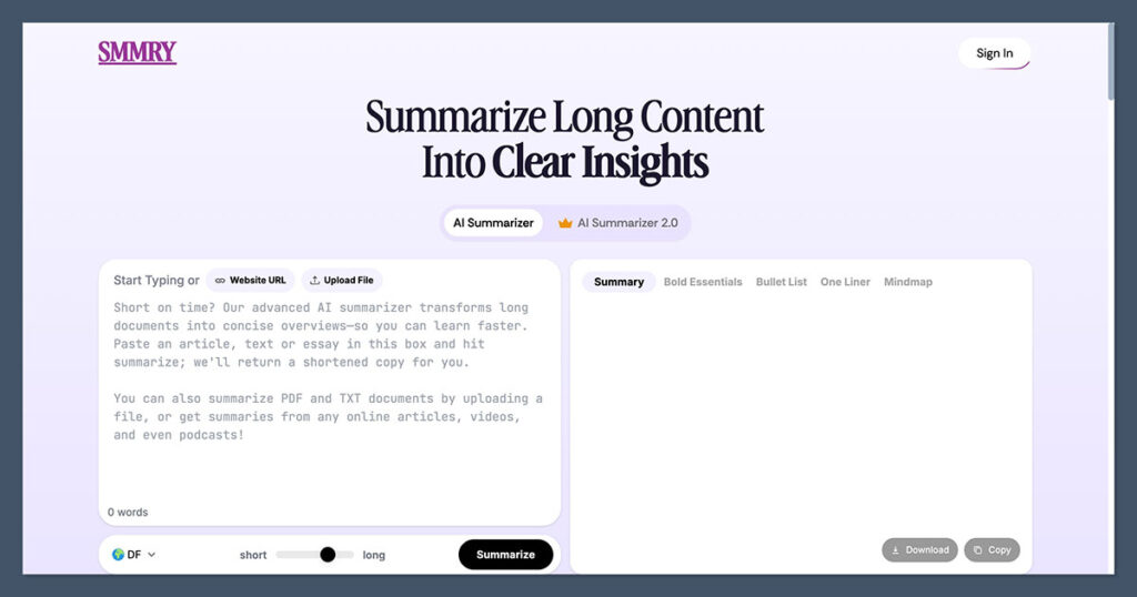 SMMRY-Homepage