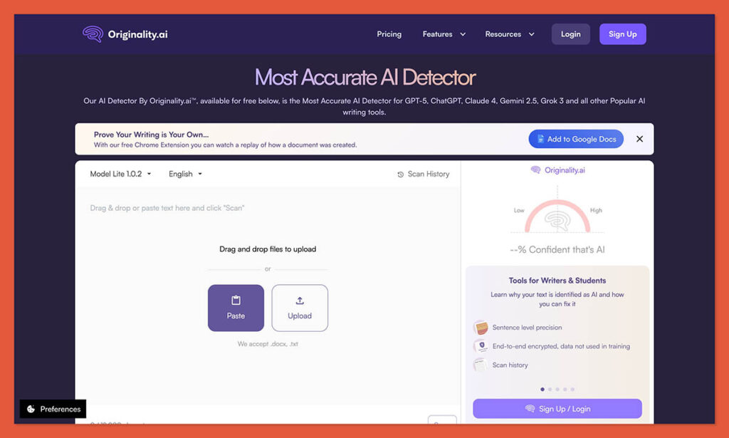 originality ai homepage